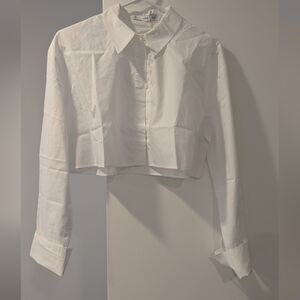Mango White Cropped Shirt